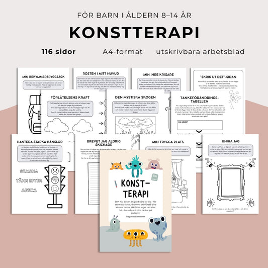 "Konstterapi" – 116 kreativa och lekfulla övningar för barn (utskrivbara arbetsblad)